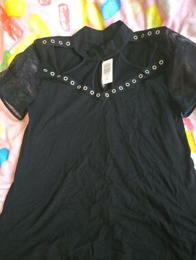 torrid Black Eyelet Mesh Short Sleeve Top